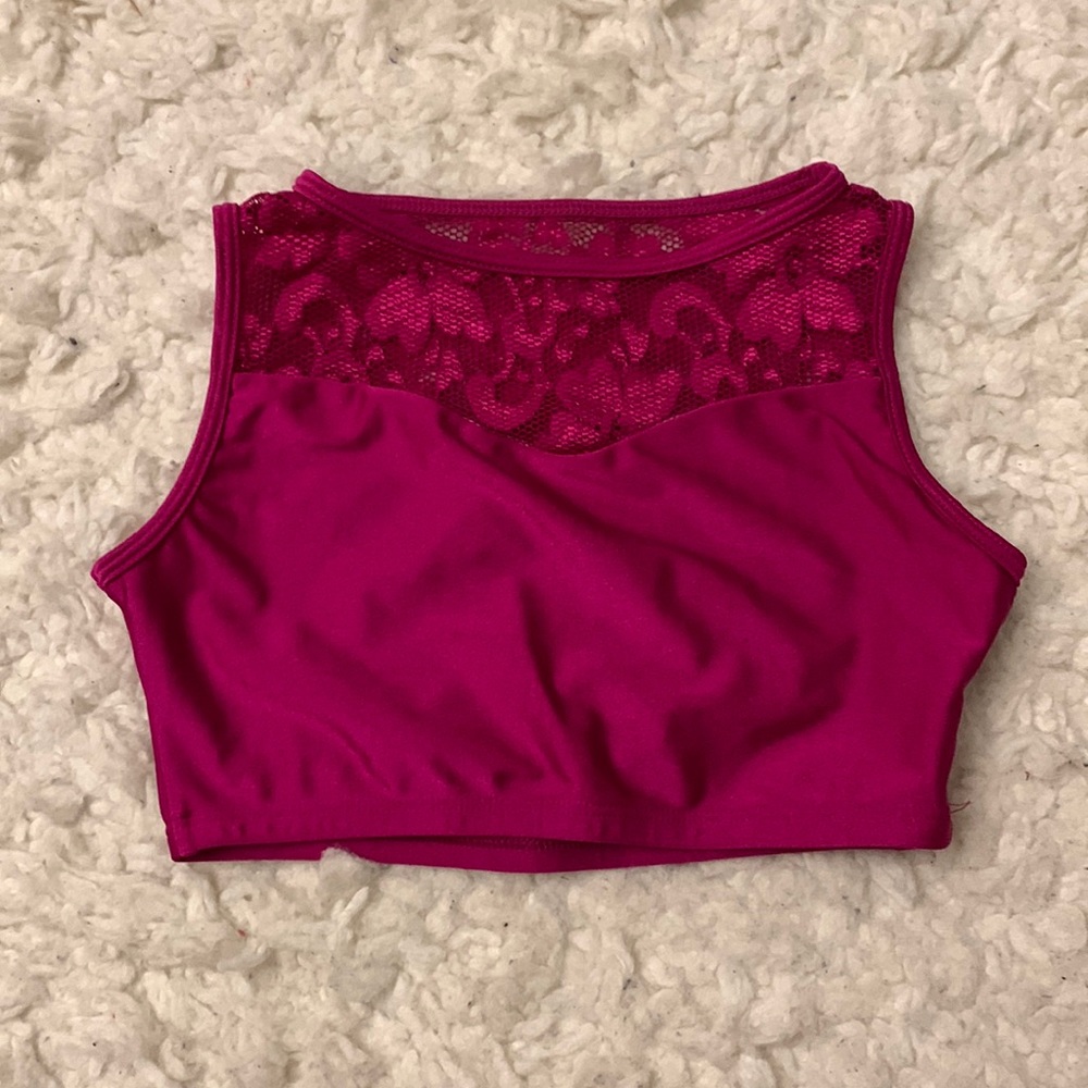 Pink dance top with detailed mesh